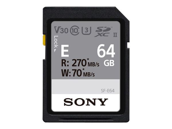 Sony SF-E Series SF-E64 - flash memory card - 64 GB - SDXC UHS-IISony SF-E Series SF-E64 - flash memory card - 64 GB - SDXC UHS-II, , hi-res